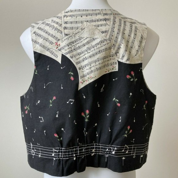 Novelty Musical Notes Vest Music Teacher Piano Amazing Grace Song Floral Roses - Picture 11 of 12
